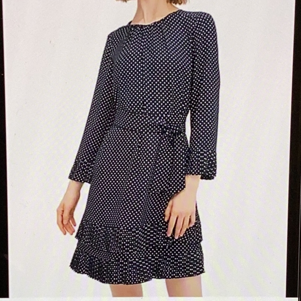 Kate Spade Surprise Dainty Dot Pattern Ruched jewel neck Dress